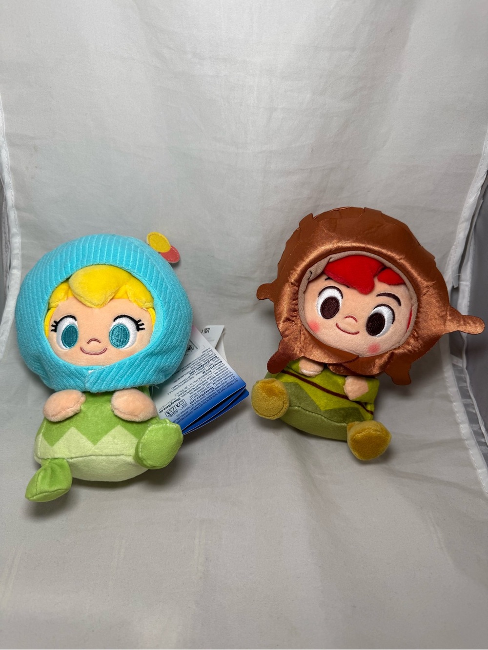 Disney Parks Peter Pan & Tinker Bell Mini Mixits Plush Toy Removable Hats NEW